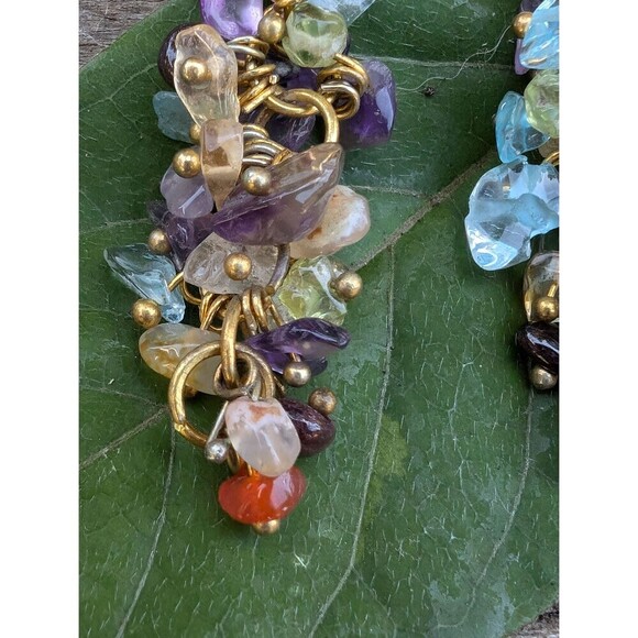 Vintage Gemstone Nugget Earrings - Rose Quartz Stone Earrings - Picture 7 of 10